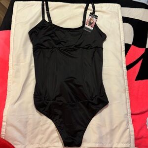 Sofia Vergara Sofia Intimates Black Corset Bodysuit Sculpting Thong Shapewear Lg